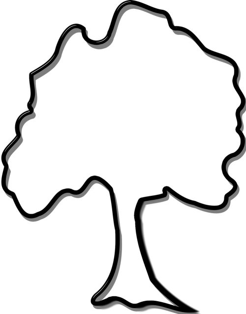 Baum Clipart Schwarz Weiß (500x638)