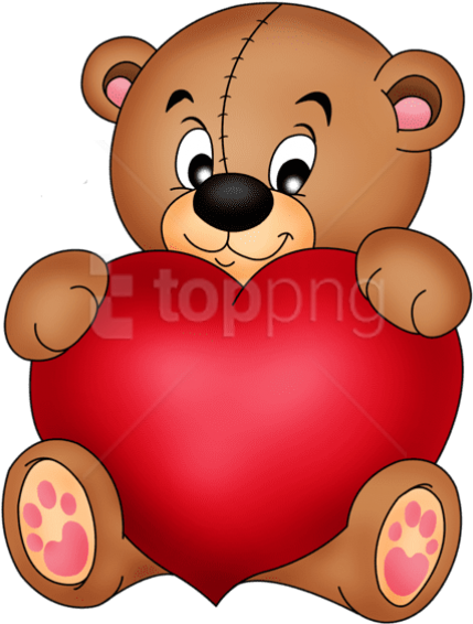 Brown Teddy With Red Heart Png - Cute Teddy Bears With Hearts (480x603)