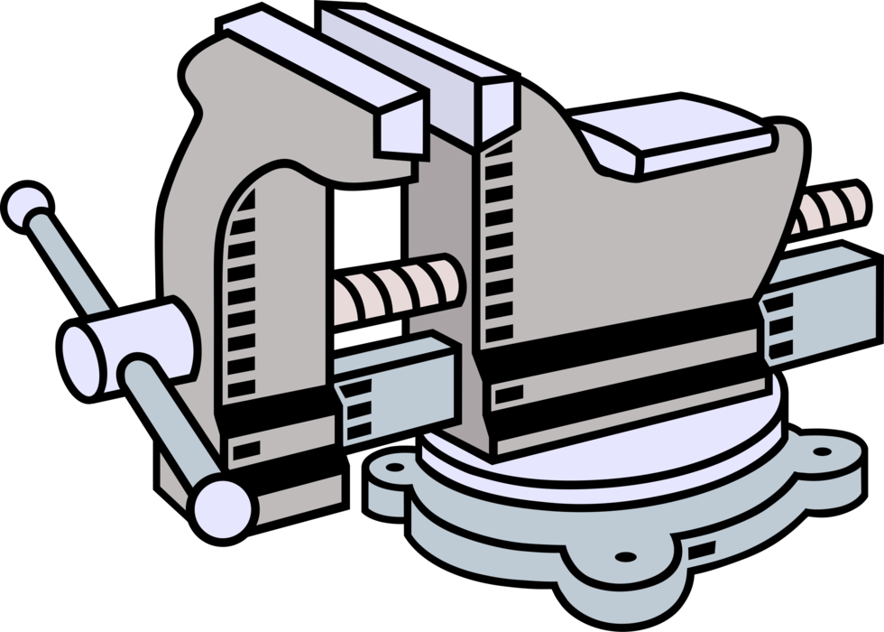 Vector Illustration Of Workbench Vise Or Vice With - Tornillo De Banco Y Sus (980x700)