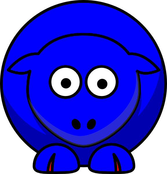 Sheep Looking Straight Blue With Red Toes Svg Clip - Sheep Looking Straight Blue With Red Toes Svg Clip (576x600)
