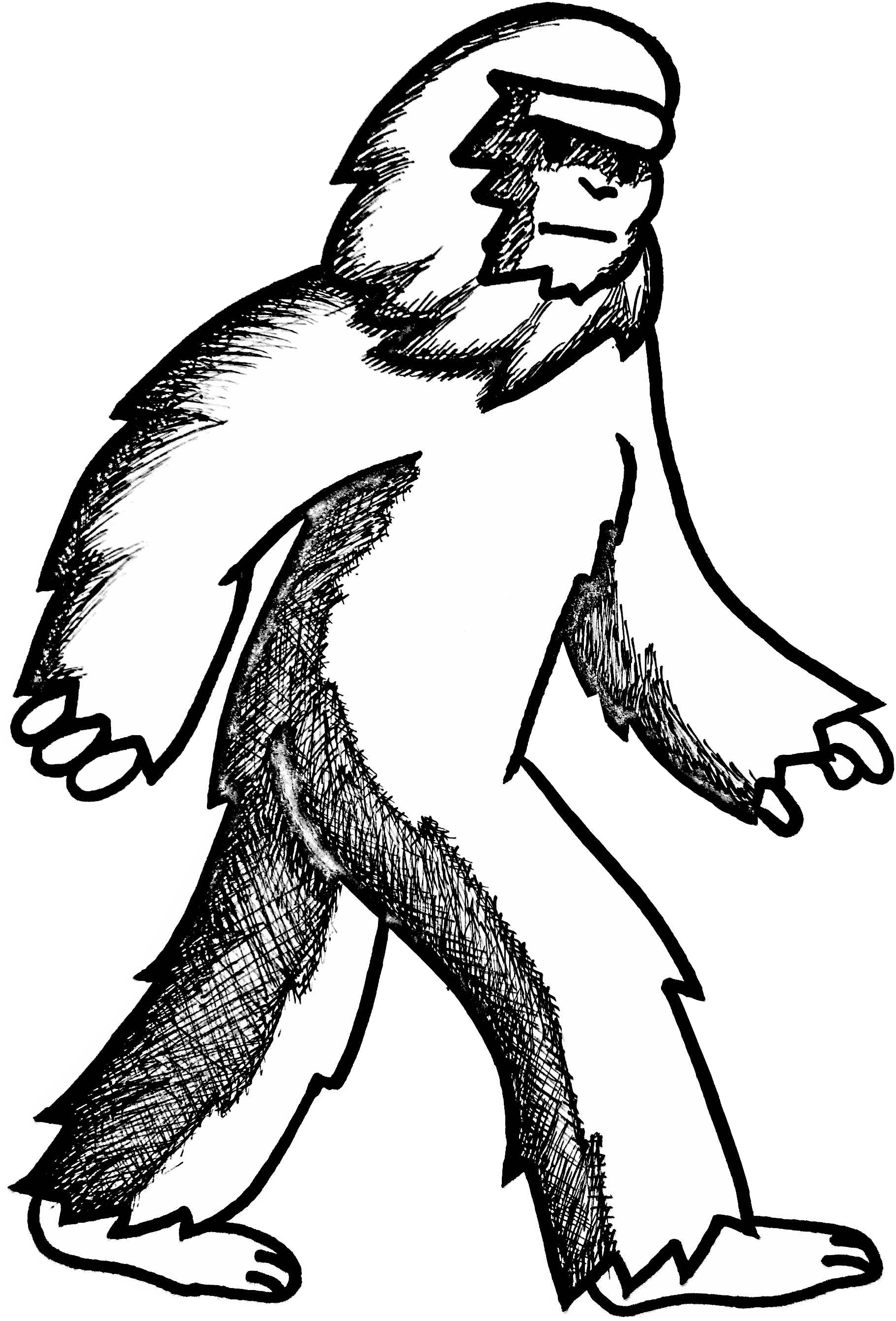 Bigfoot Research Club Looking For Clues - Big Foot Drawing (1823x2688)