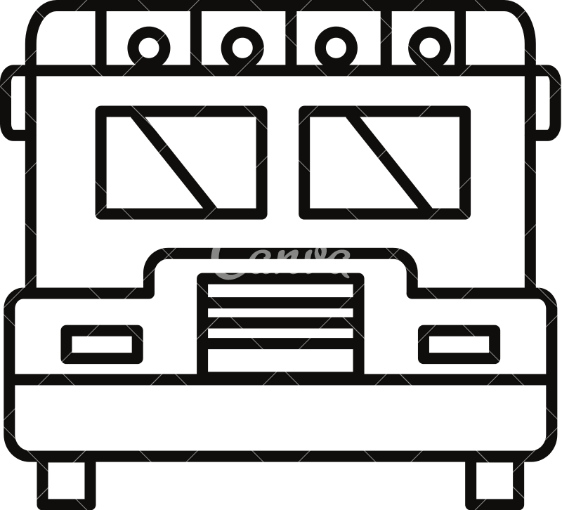 Line Art Bus In Flat Style Illustration - Diagram (800x726)