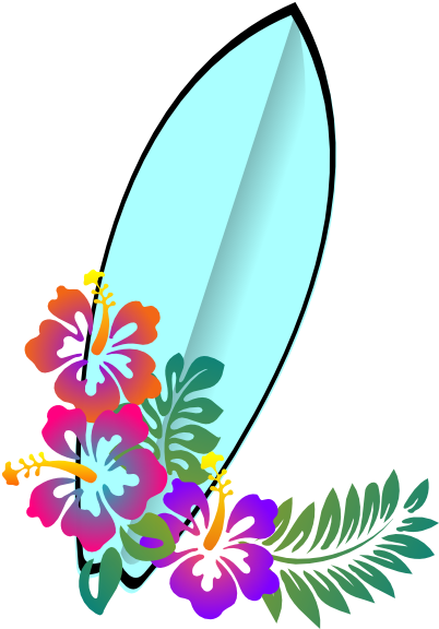Surfboard Clip Art - Hibiscus Clip Art (492x597)
