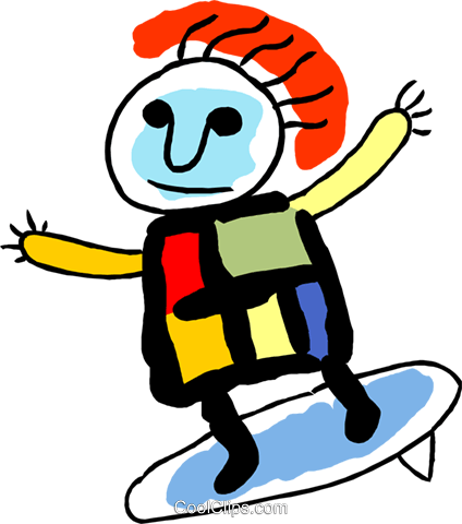 Figure On A Surf Board Royalty Free Vector Clip Art - Figure On A Surf Board Royalty Free Vector Clip Art (424x480)