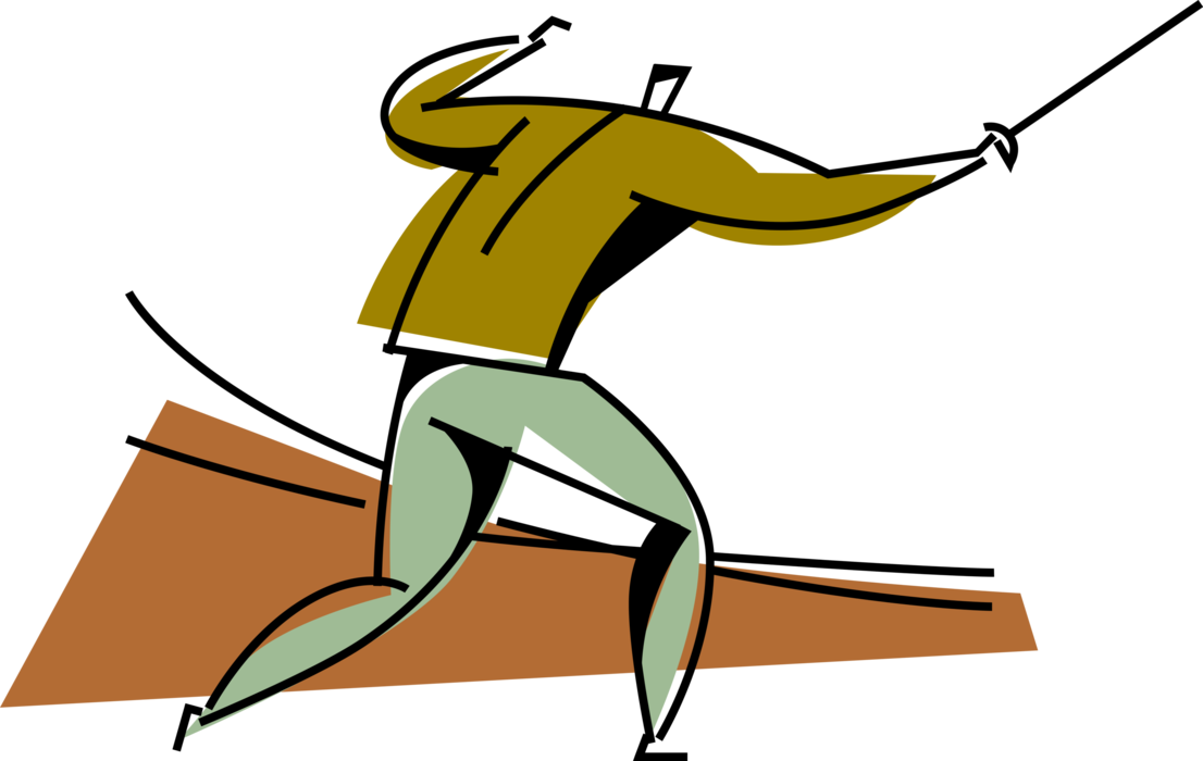 Vector Illustration Of Fencer With Foil Sword Ready - Vector Illustration Of Fencer With Foil Sword Ready (1106x700)