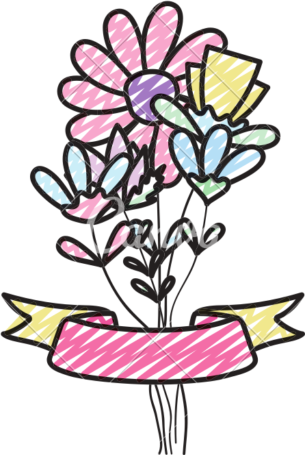 Icon Exotic Flowers Plants With Ribbon Style - Stock Photography (800x800)