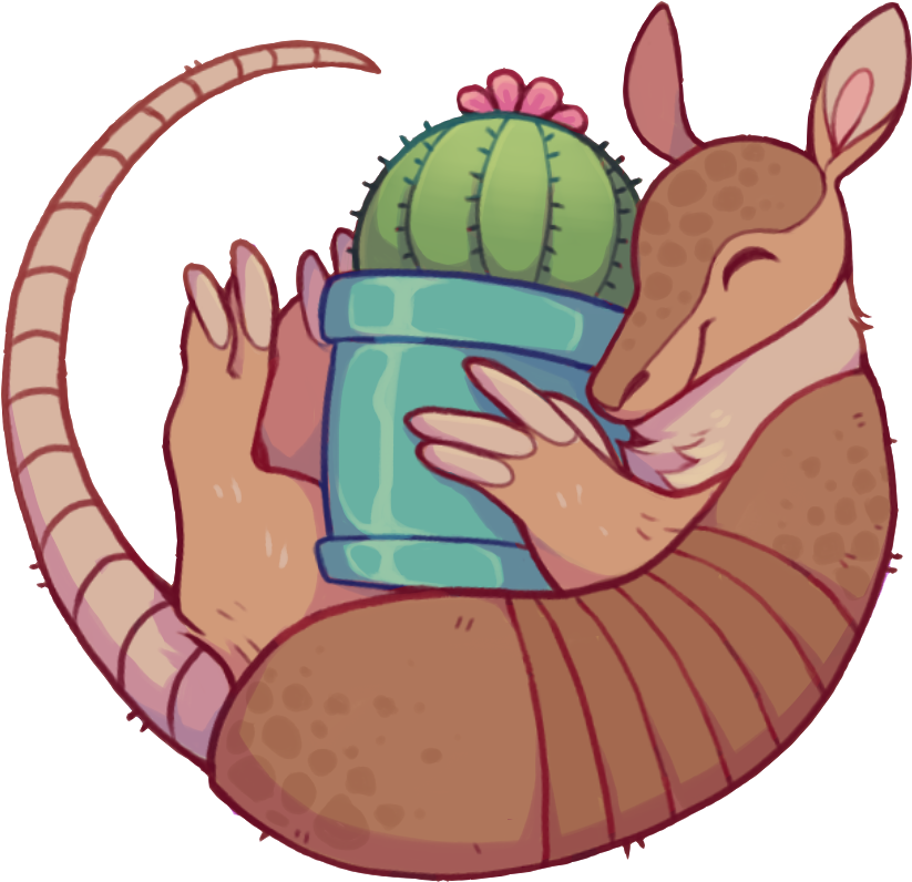 Cactus Armadillo ☆ Sticker - Cartoon (900x900)