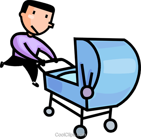 Father Pushing A Stroller Royalty Free Vector Clip - Father Pushing A Stroller Royalty Free Vector Clip (480x476)