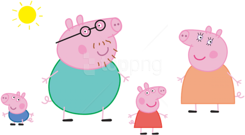 Free Png Download Peppa Pig Family Logo Transparent - Peppa Pig Family Png (850x469)