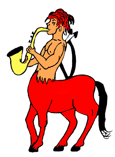 Sagittarius Sax Player Front Cover Color Large - Mimi La Souris Robe (405x550)