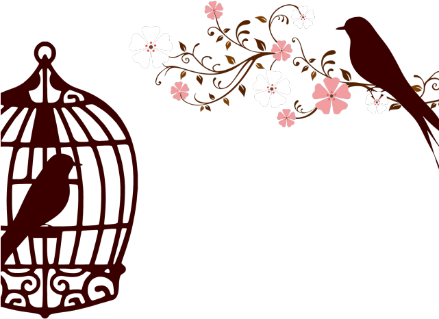 Love Birds Clipart Branch Tattoo - Bird In Cage Art Png (640x480)
