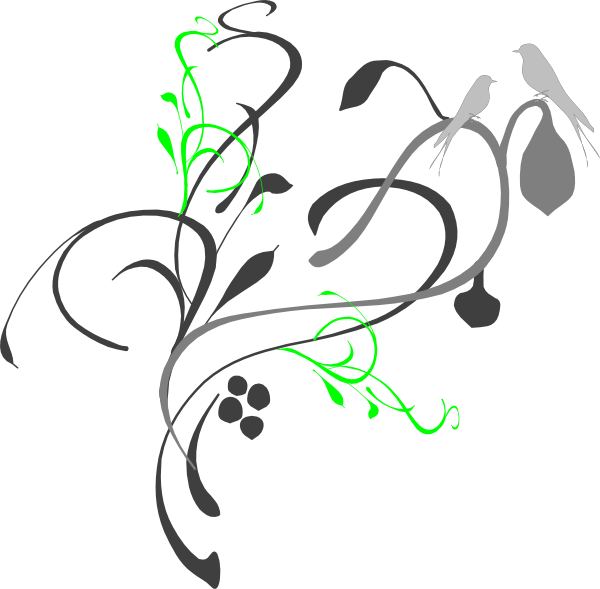 Birds On A Branch Black/grey - Birds On A Branch Black/grey (600x589)