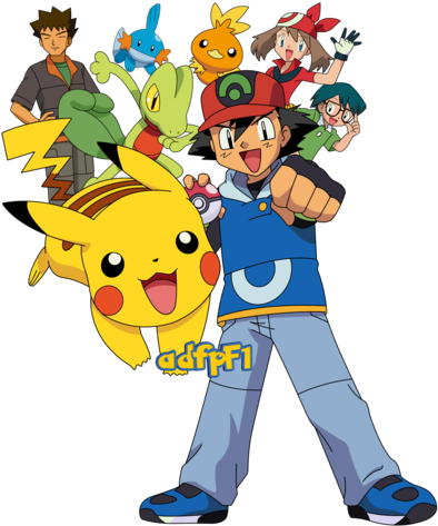 Ash Aura Brock Max Y Pokemon (01) By Adfpf1 On - Ash And Pokemon Png (400x480)