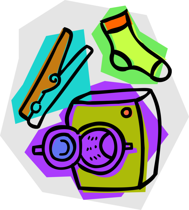 Vector Illustration Of Washing Machine Clothes Washer - Vector Illustration Of Washing Machine Clothes Washer (631x700)