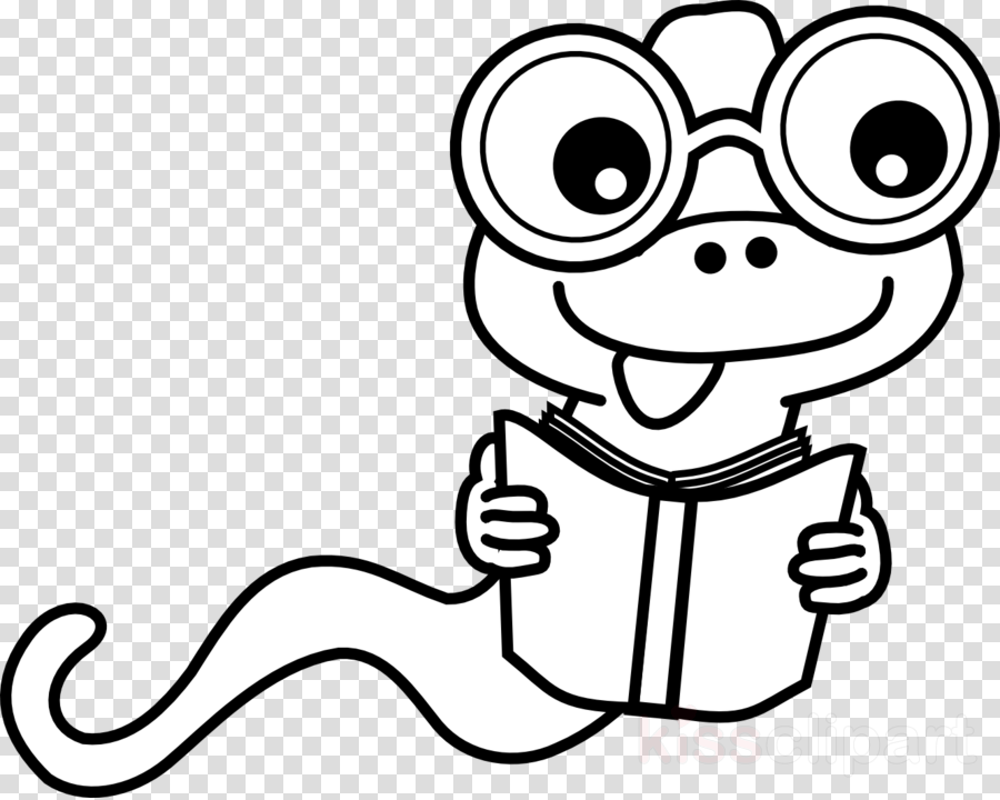 Book Worm Black And White Clipart Bookworm Coloring - Bookworm Clipart Black And White (900x720)