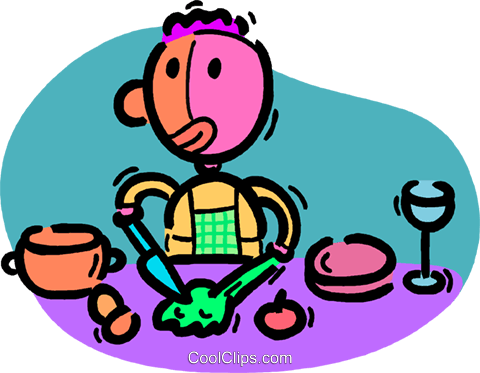 Man Preparing A Meal Royalty Free Vector Clip Art Illustration - Man Preparing A Meal Royalty Free Vector Clip Art Illustration (480x373)