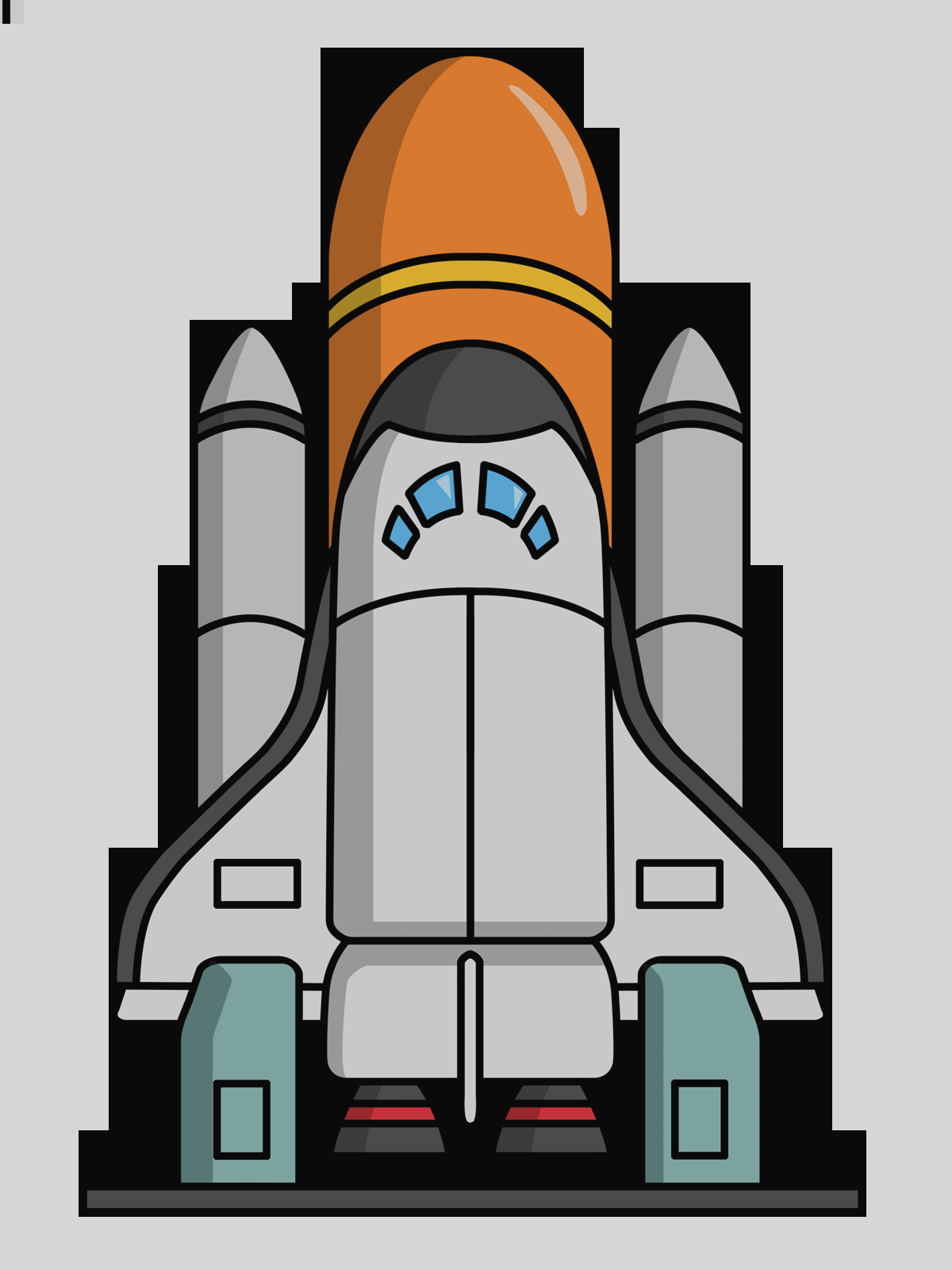 Free Clip Art Of A Cute Red Retro Space Rocket Preparing - Space Shuttle Clipart Png (1200x1600)