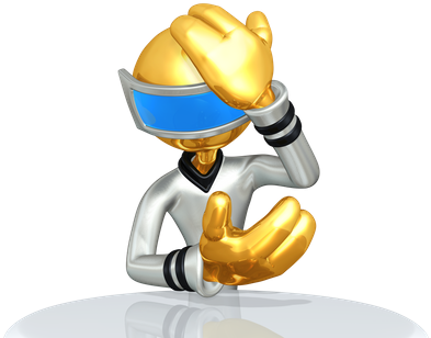 Futuristic Man Slapping Head - Cartoon (550x358)