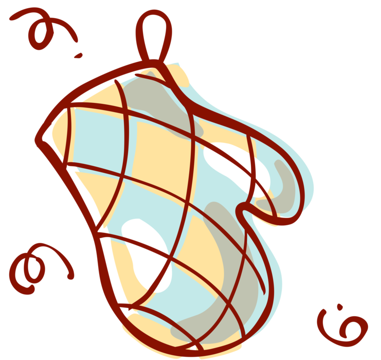 Vector Illustration Of Kitchen Oven Mitt Insulated - Vector Illustration Of Kitchen Oven Mitt Insulated (741x700)