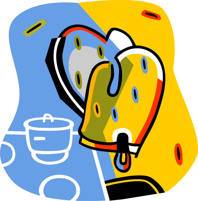 Vector Illustration Of Kitchen Oven Mitt Insulated - Vector Illustration Of Kitchen Oven Mitt Insulated (690x700)