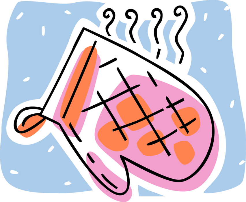 Vector Illustration Of Kitchen Oven Mitt Insulated - Oven Mitt Clip Art (852x700)