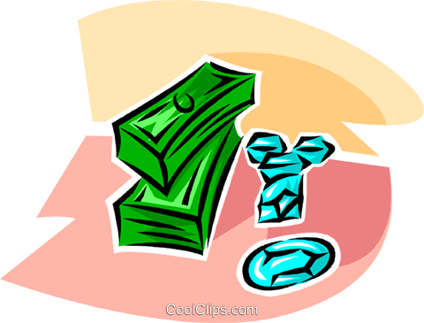 Stacks Of Dollars And Precious Gemstones Royalty Free - Illustration (480x365)