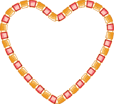 Heart Of Golden Chain With Square Segments And Red - Necklace (434x399)
