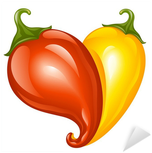 Vector Hot Chilli Pepper In The Shape Of Heart Sticker - Chilli (400x400)