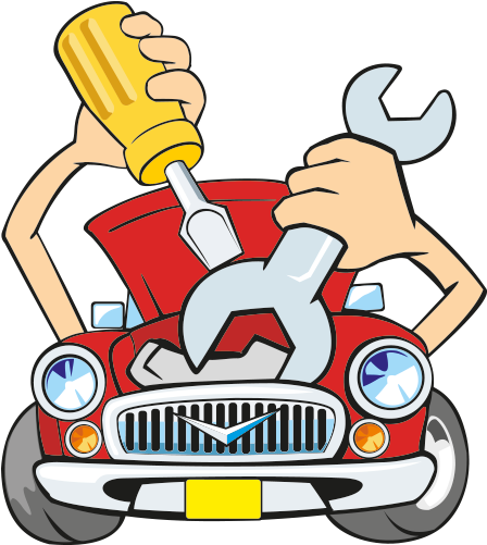 Engine Clipart Vehicle Maintenance - Fix Car Cartoon Png (448x501)