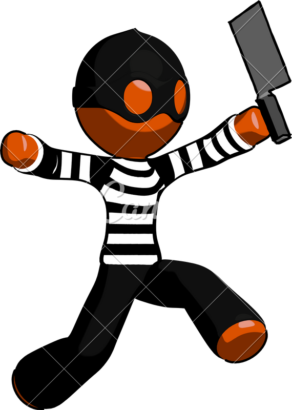 Orange Thief Man Psycho Running With Meat Cleaver - Orange Thief Man Psycho Running With Meat Cleaver (570x800)