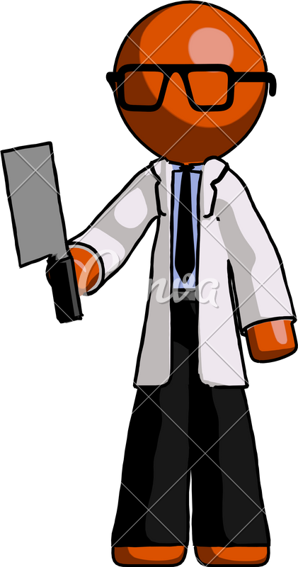 Scientist Man Holding Meat Cleaver - Question Mark Scientist Png (421x800)