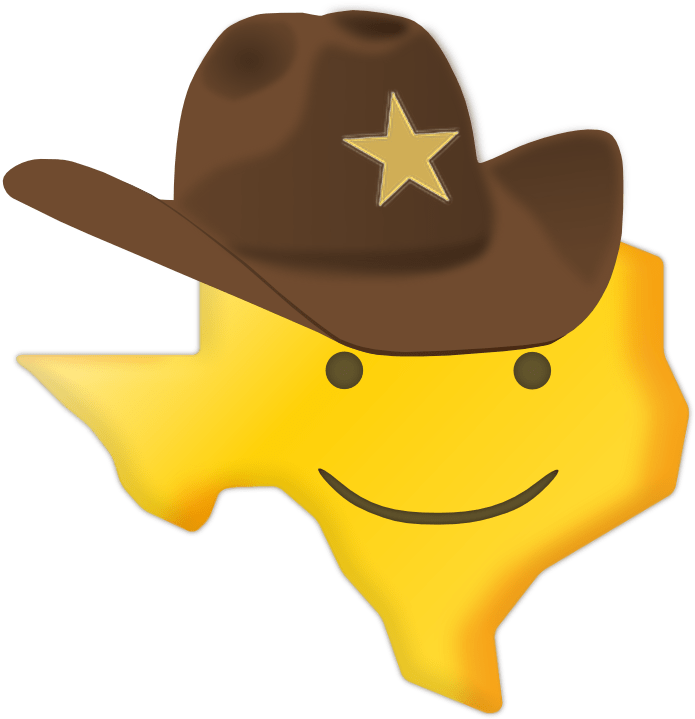 Picture Of Sticker With Shape Of Texas With A Smiley - Sad Cowboy Emoji Png (750x750)