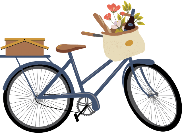 Bicycle Clipart Basket - Bike With Flower Basket Png (640x480)