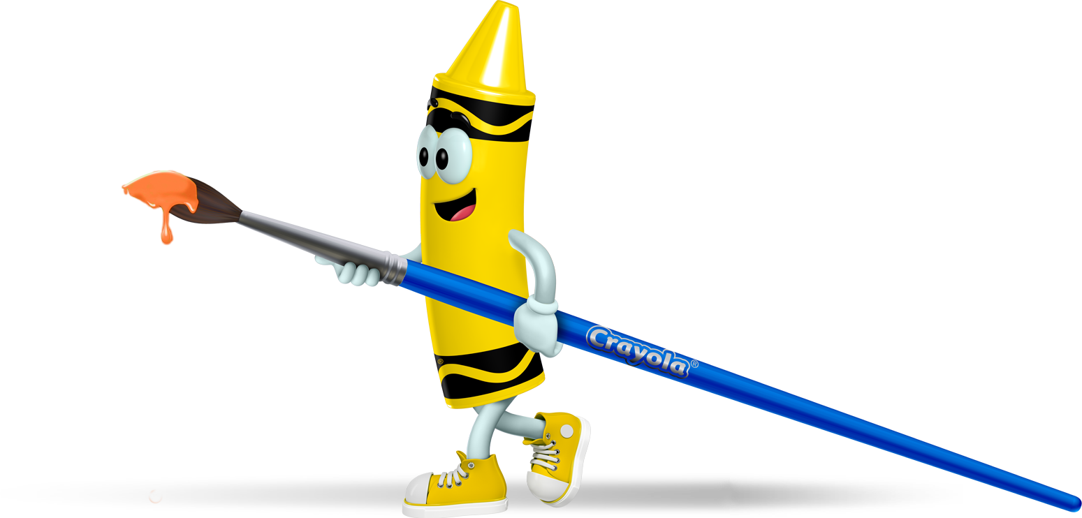 Yellow Crayon Cartoon Character Holding A Paint Brush - Yellow Crayon Cartoon Character Holding A Paint Brush (1549x742)