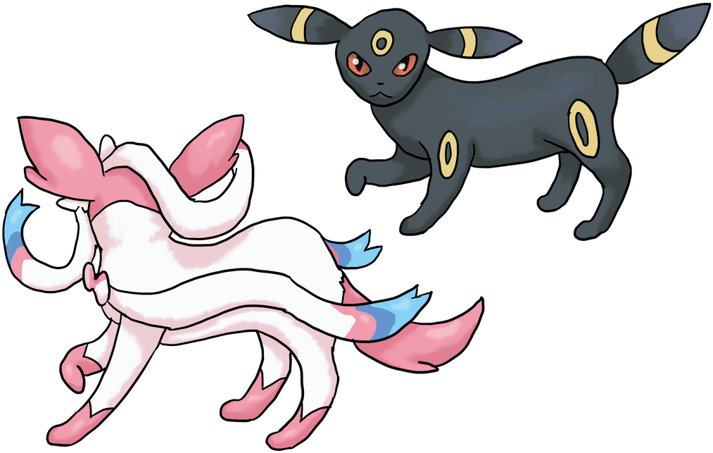 Umbreon And Sylveon By Cinnamon-quails - Sylveon And Umbreon Png (1024x649)