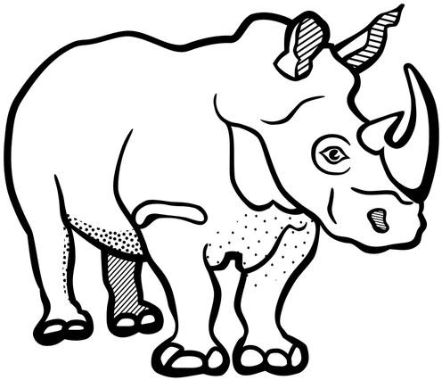 Rhino Outline Drawing At - Rhinoceros Clipart Black And White (500x500)