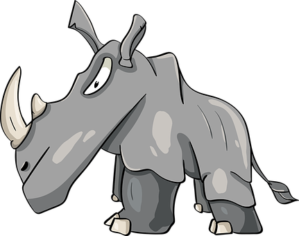 Rhino, Horn, Mammal, African, Cartoon - Cartoon (431x340)
