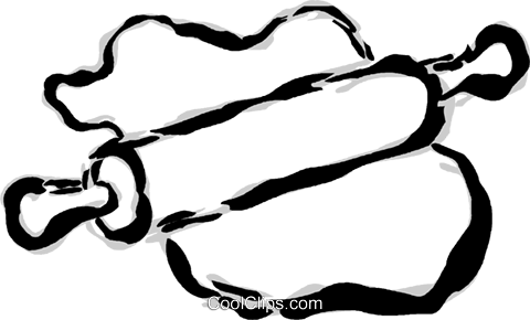 Rolling Pin And Dough Royalty Free Vector Clip Art - Clipart Schwarz Weiß Teig (480x290)