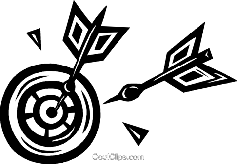 Darts In Dartboard Royalty Free Vector Clip Art Illustration - Dart Vector Png (480x333)