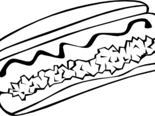 Hot Dog Clipart Free Vector - Junk Food Line Drawing (640x480)