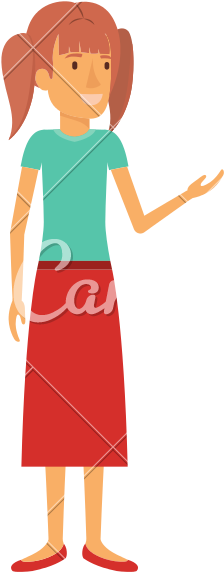 Woman In Dress Standing - Cartoon (800x800)
