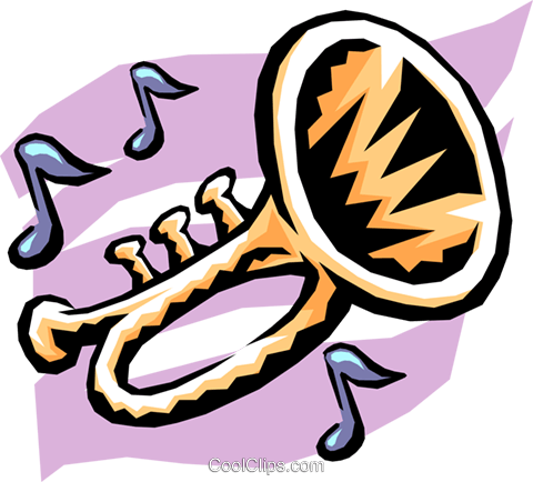 Trumpet Royalty Free Vector Clip Art Illustration - Brass Band Instruments (480x434)