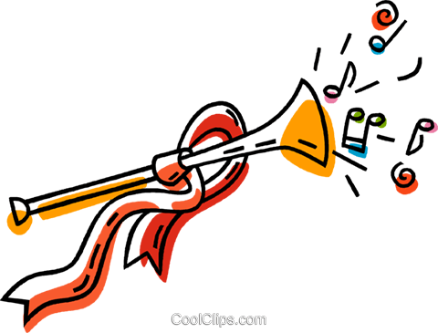 Musical Horn Royalty Free Vector Clip Art Illustration - Transparent Christmas Music Clipart (480x365)
