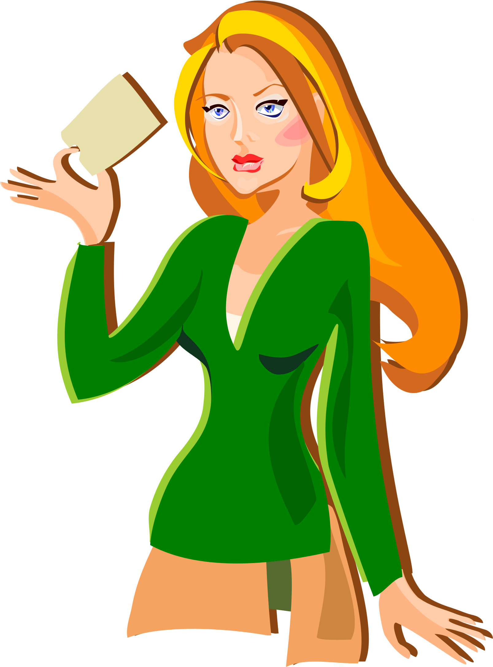 Redhead Holding Card - Girl With Bell (1697x2400)