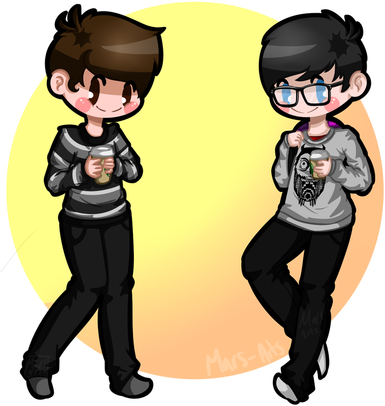 Dan And Phil Star Bucks By Mars-arts - Cartoon (894x894)