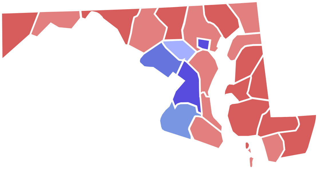 2006 Maryland Gubernatorial Election - Maryland County Map Vector (1200x638)