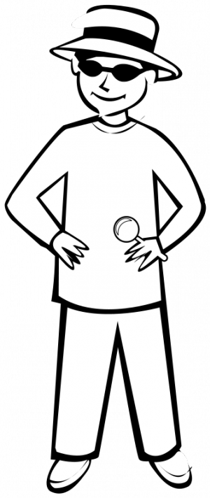 Vector Illustration Of A Spying Kid - Stand Clip Art Black And White (300x712)