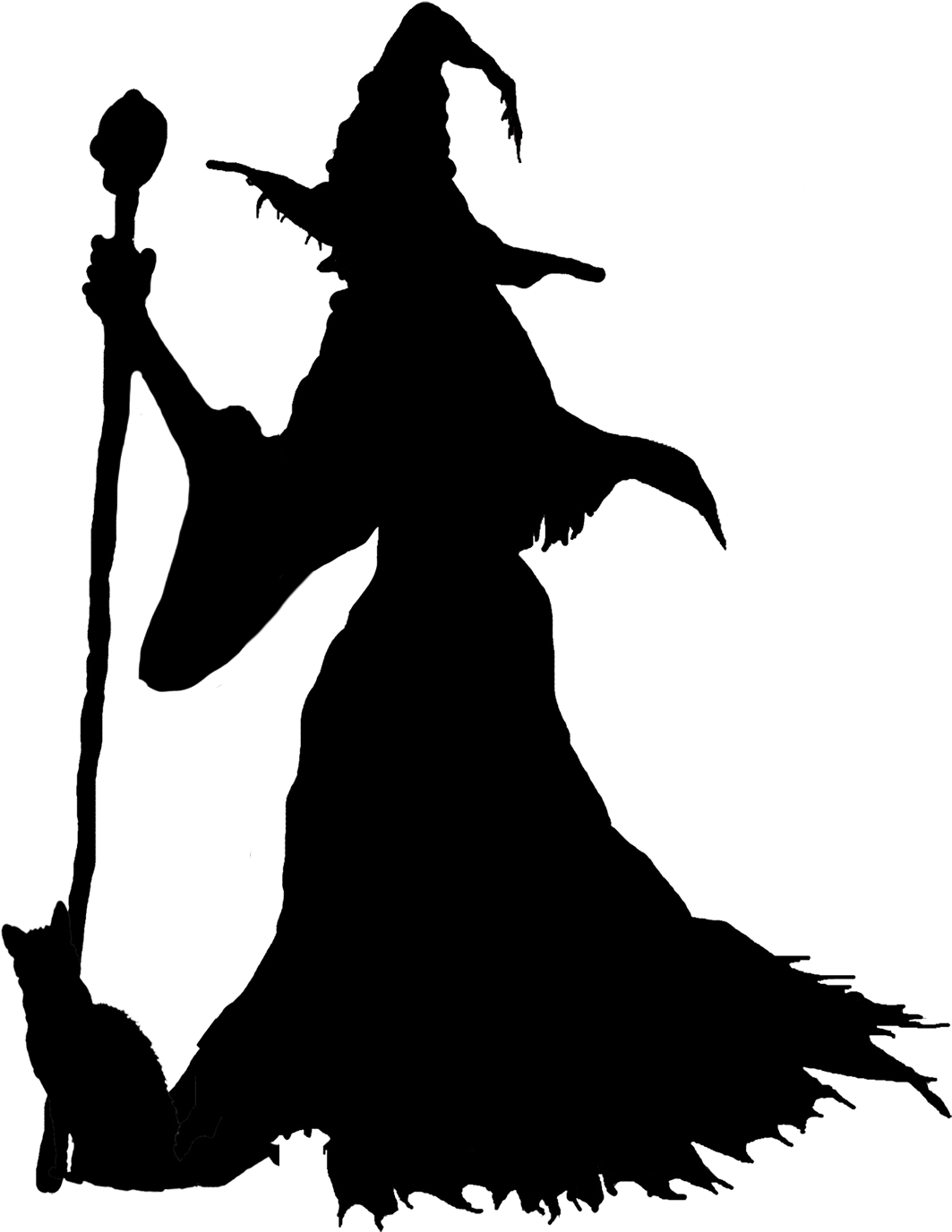Halloween Witch With Cat Halloween Pinterest Witches - Witches Silhouette (1177x1476)