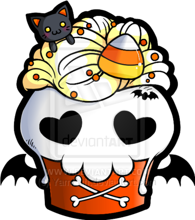Halloween Skull Cupcake By Yampuff - Halloween Cupcake Tattoo (400x453)