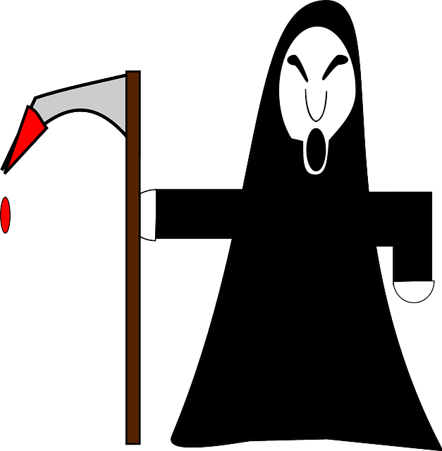 Halloween Reaper, Grim, Scythe, Hooded, Skull, Death, - Grim Reaper Clip Art Png Transparent (627x640)